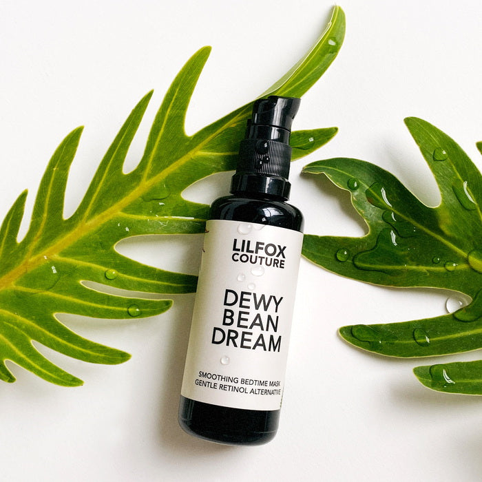 Dewy Bean Dream Smoothing Bedtime Mask - Mood with leaves