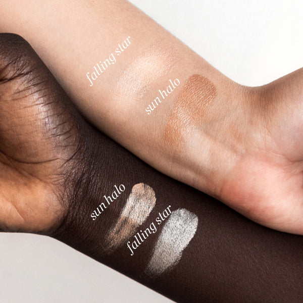 Ere Perez Highlighter Falling Star - swatch on arm comparison