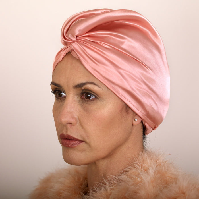 Pure Mulberry Silk Hair Turban on model