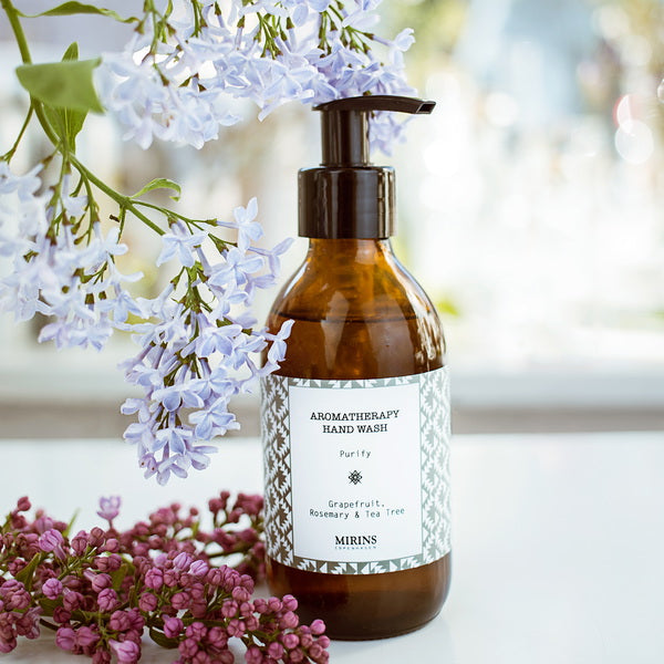 Mirins Copenhagen Hand Wash Purify | Aromatherapy soap - mood image with flowers