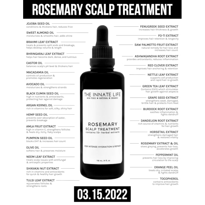 The Innate Life Rosemary Scalp Treatment Ingredients