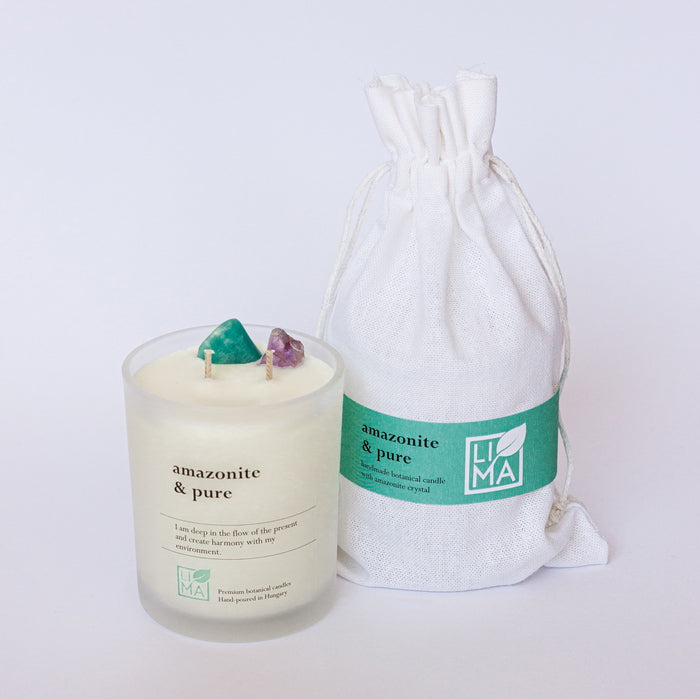 Lima Cosmetics Amazonite & Pure crystal candle with bag