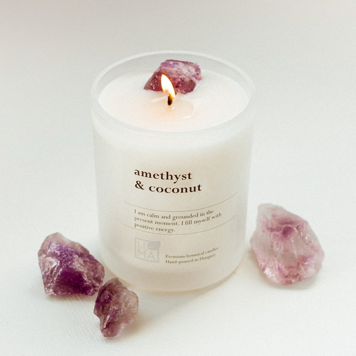 Lima Cosmetics Amethyst & Coconut crystal candle burning candle