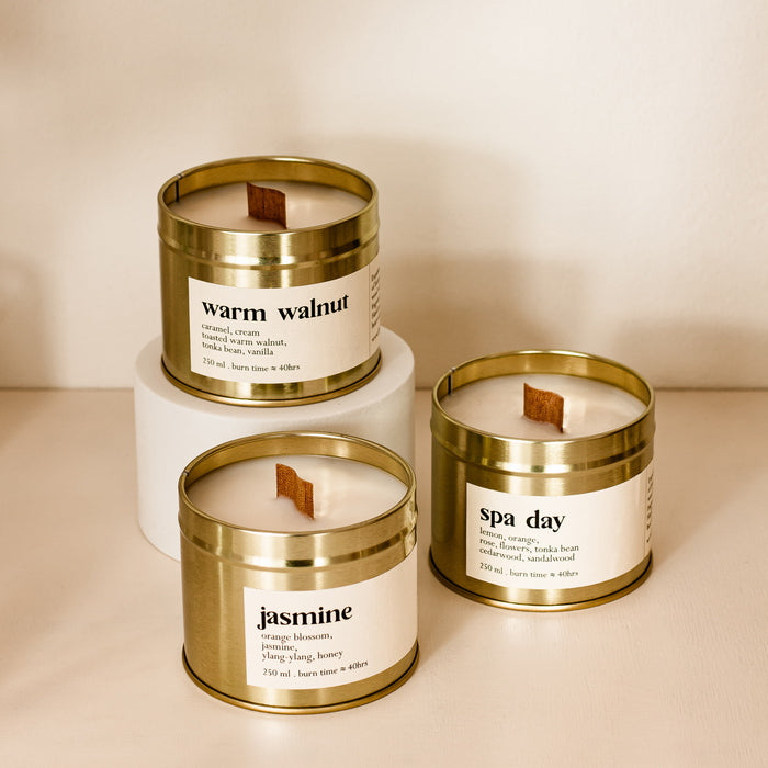 Jasmine Botanical Scented Candle With Wooden Wick Group