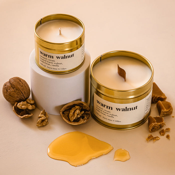 Warm Walnut scented candle large and small