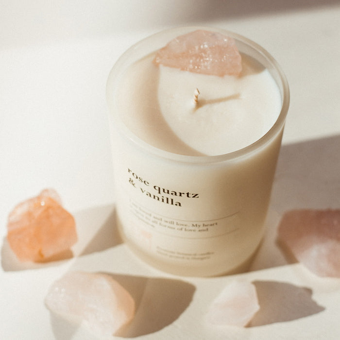 Rose Quartz & Vanilla Crystal Candle Mood image