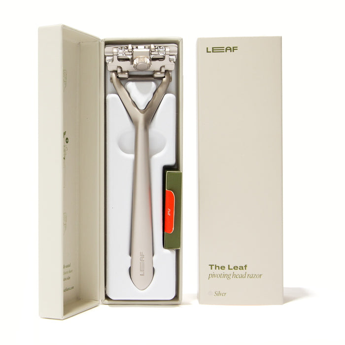 The Leaf Razor Kit Silver Packaging