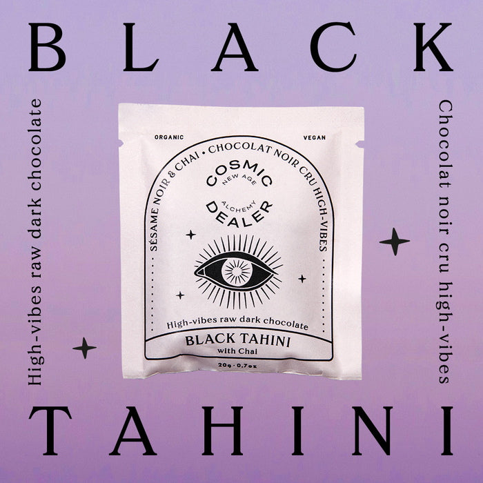 Cosmic Dealer Caja de 7 Chocolates Chakra Mood Tahini Negro