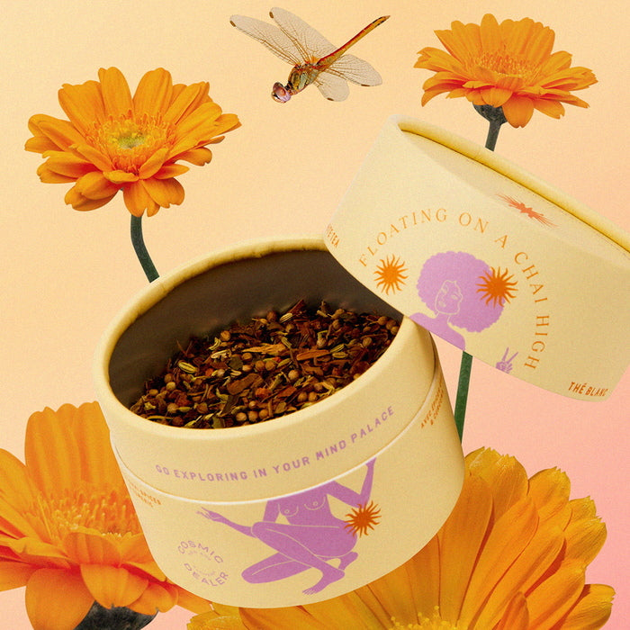 Cosmic Dealer Ayurvedic Herbal Tea - Floating On A Chai High - Mood open box