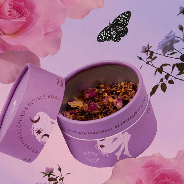 Ayurvedic Herbal Tea - Ceremonial Cacao & Double Rose Mood open box