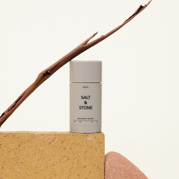 Salt & Stone Santal deodorant without aluminum - mood with twig and brick