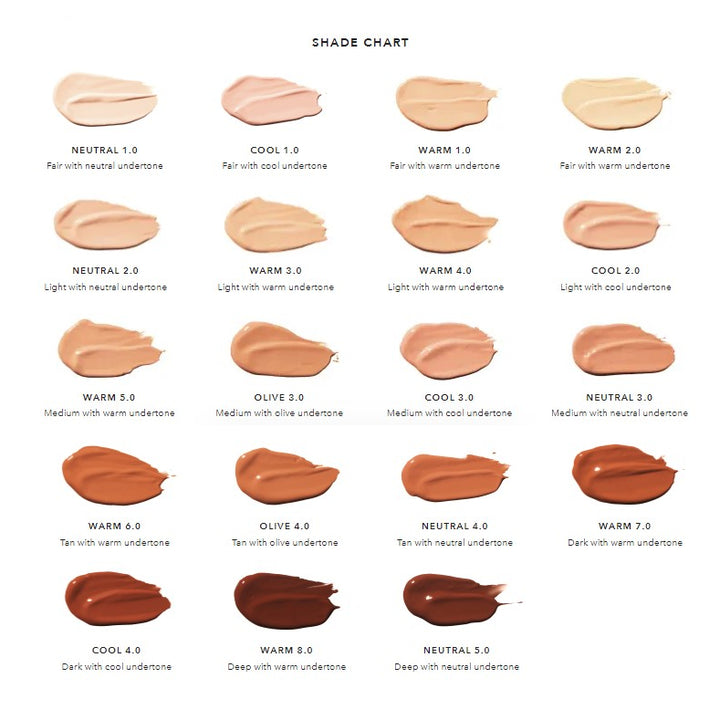 Fruit Pigmented Full Coverage Water Foundation - Shade chart