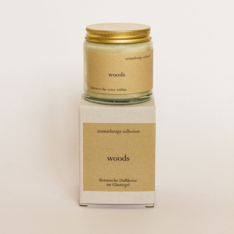 Lima Cosmetics Woods aroma candle with packaging