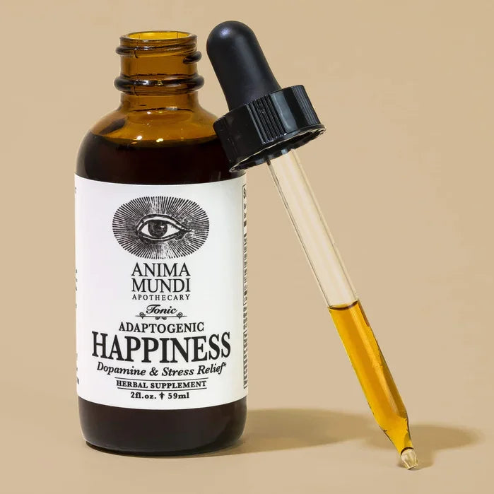Anima Mundi Happiness Tonic: Dopamine, Serotonin + Stress Relief - beige background