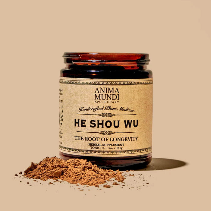 He Shou Wu: Hair Growth & Longevity - brown background