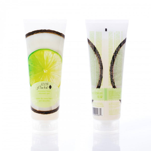 100% Pure Coconut Lime Shower Gel Front and Back