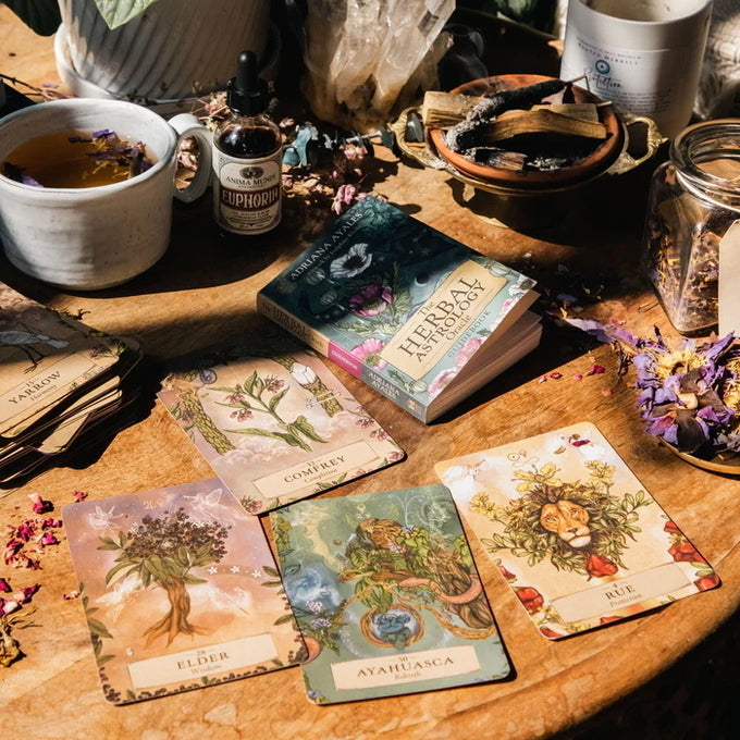 Oracolo di astrologia alle erbe | Mazzo di carte e guida - natura morta