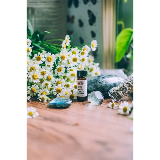 Palo Santo Oil: Wildcrafted Botanical Perfume Mood with flowers