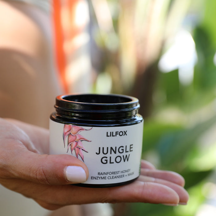 Lilfox Jungle Glow Limpiador y mascarilla enzimática con miel tropical - greenery