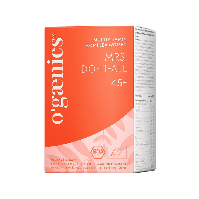 Mrs. Do-It-All 45+ Organic Multivitamin Complex Women Packaging