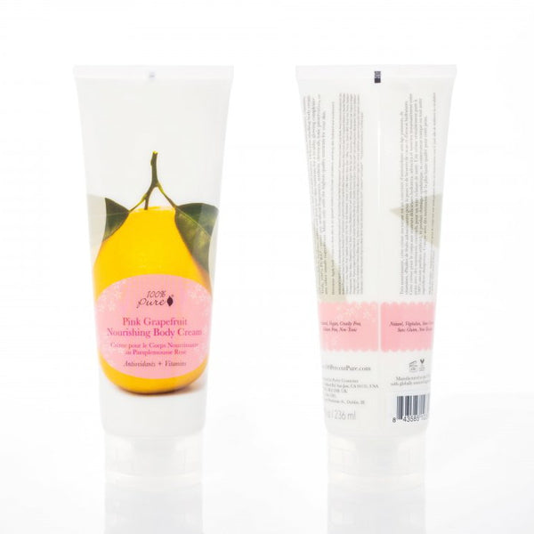 100% Pure Pink Grapefruit Nourishing Body Cream Front and Back