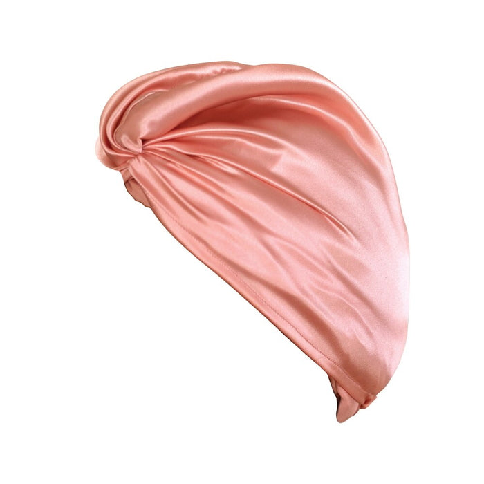 Copia di turbante per capelli in pura seta di gelso rosa