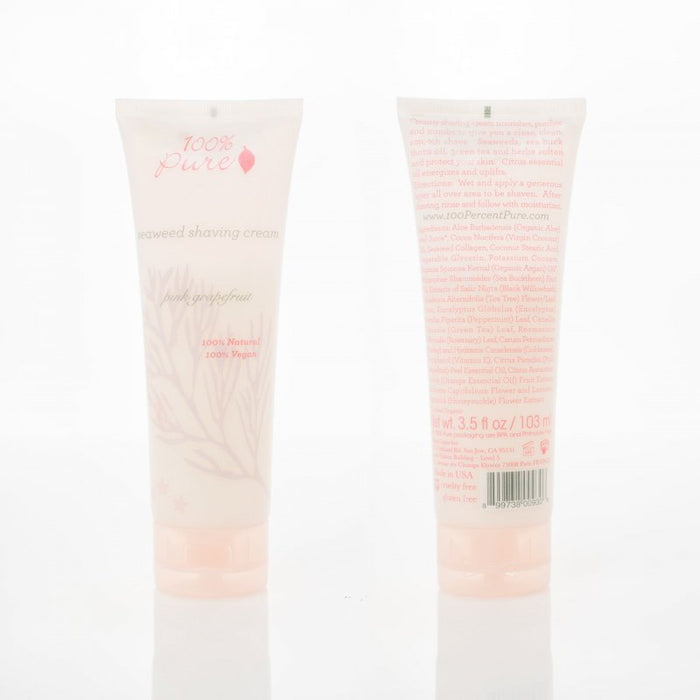 Pink Grapefruit Seaweed Shaving Cream Front and back