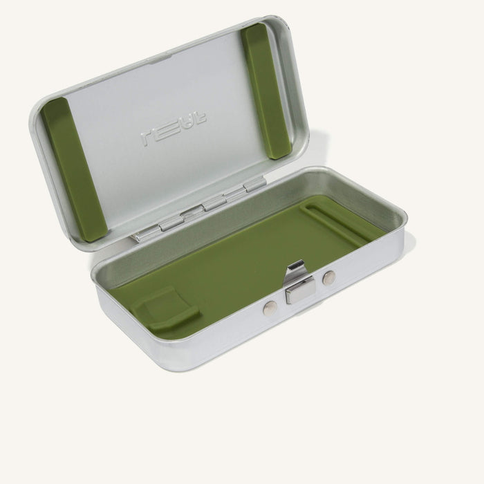 The Twig Travel Case Silver open and empty